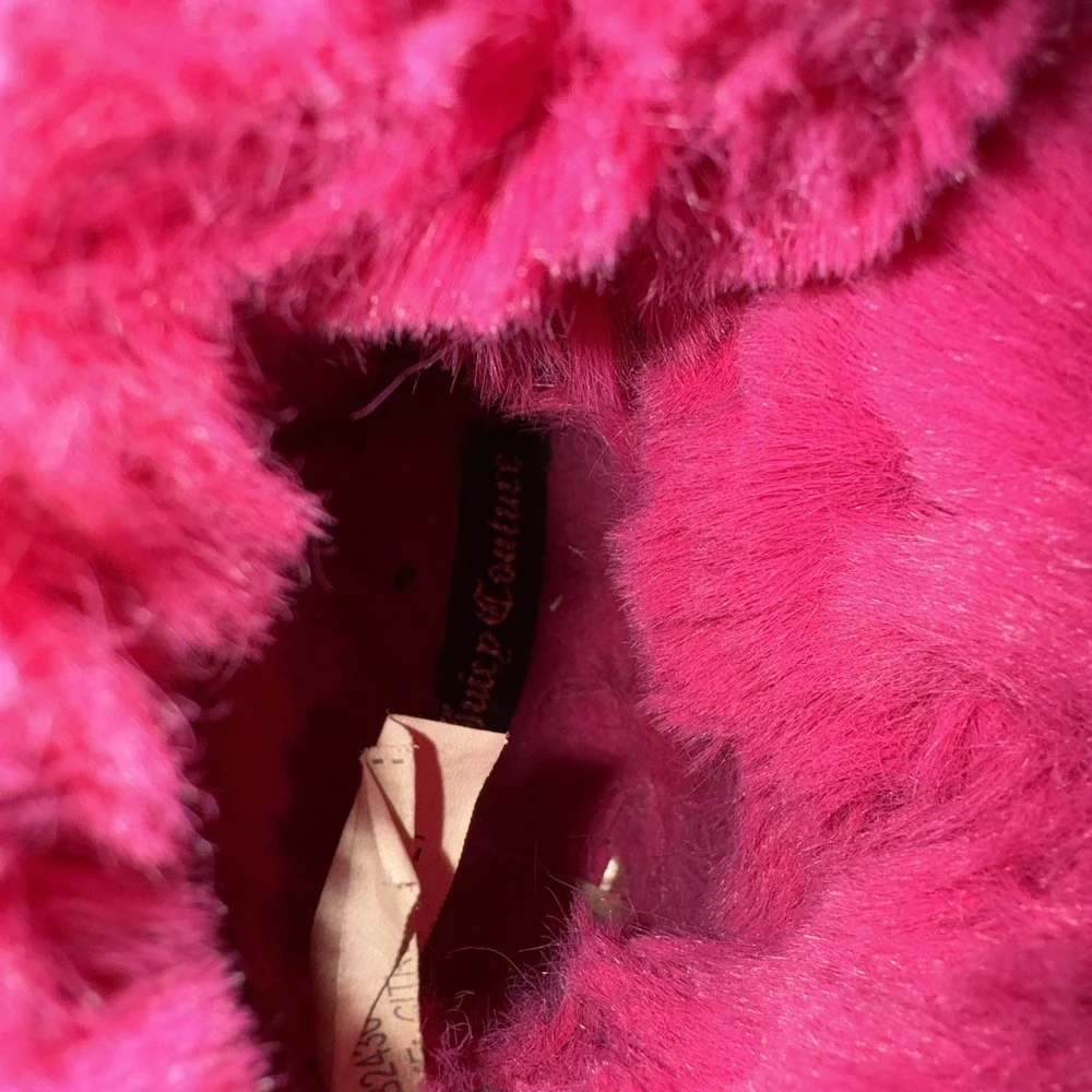 Juicy Couture Citrus Heights Boot Faux Fur Hot Pink Glitter Barbiecore Girls 13
